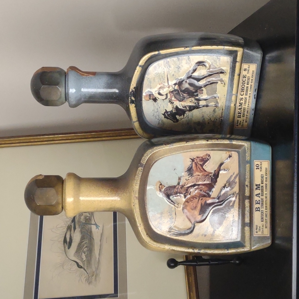 A pair of Jim Beam Decanters, Frederick Remington, The Cowboy, and
